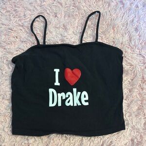 SO Black Tank Top with Red and White Print